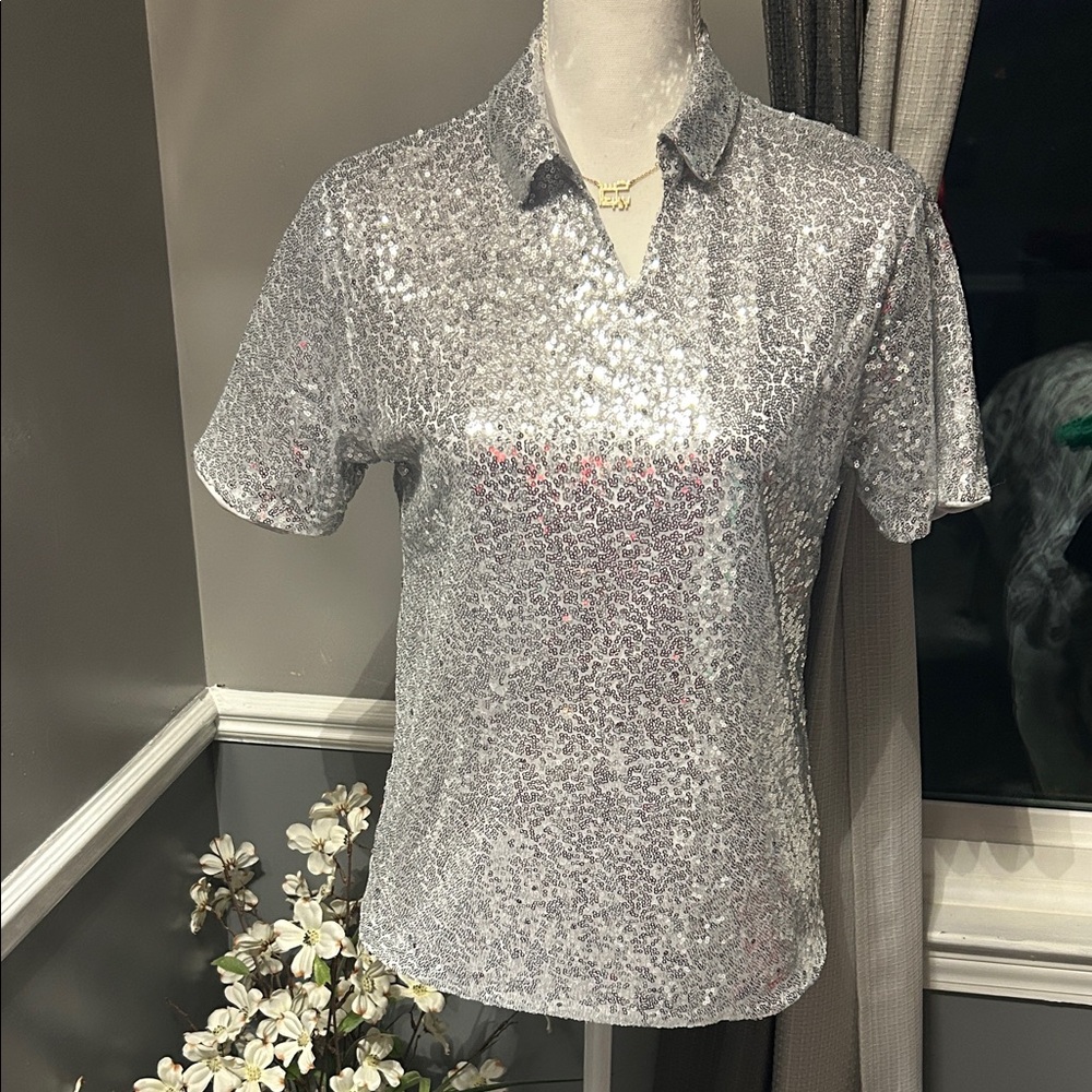 Silver Sequin Women's Top